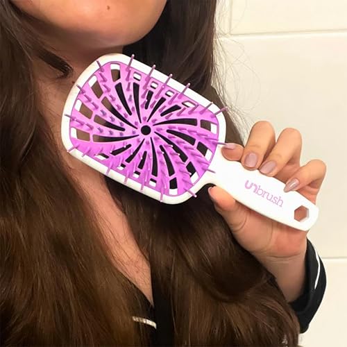 FHI Heat UNbrush Plus — Curly Hair Brush for Gentle & Effective Detangling on Wet or Dry Fragile Hair Types — Detangler Brush w/ 84 UltraFlex Bristles, Ultra-light, Vented, Anti Static Hairbrush - color: Bubble Gum