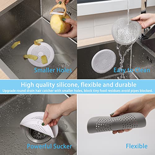 2 Pack Drain Hair Catcher Durable Silicone Hair Stopper Shower Drain Covers Easy to Install and Clean Suit for Bathroom Bathtub and Kitchen （White） - color: New White 2pack