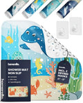 homerella® Shower Mat Non Slip Anti Mold, Non Slip Shower Mats for Inside Shower Stall Anti Slip Mat, Square Shower Floor Mat 21 x 21 in with Suction Cups & Hooks for Quick Drying, Machine Washable - color: Magic Sea