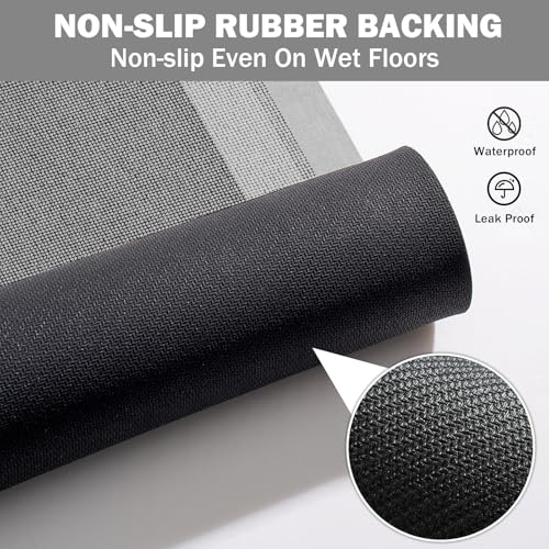 YDKGL Non Slip Long Bath Mat Bathroom Runner, Rubber Backing Ultra Thin Bathroom Rugs Fit Under Door Quick Dry Super Absorbent Washable Bath Rug Shower Mat for Bathtub Sink Floor, Grey 17"x47" - color: A- Light Gray, size: 17” x 47“