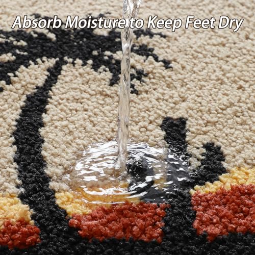 Bathroom Rug Mat, Beach Sunset Fluffy Rug with Palm Tree & Cactus Silhouette, Ultra Absorbent Microfiber Shaggy Door Mat, Quick Dry Bath Rug Carpet for Toilet Bathtub Bedroom 20x31 Inch - color: Blue