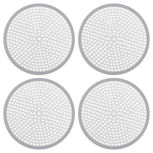 Ohtomber Shower Drain Hair Catcher - 4.72" 4PCS Stainless Steel Shower Stall Sink Drain Cover Strainer,Bathtub Hair Filter Trap Stopper, Bathroom Floor Screen Protector with Silicone Rim