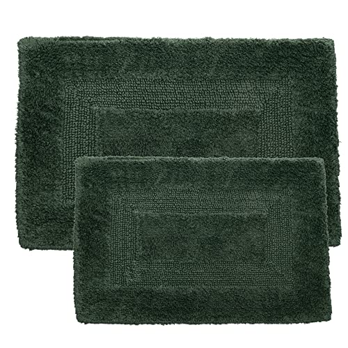 Bathroom Rugs - 2-Piece Cotton Bathroom Mat Set - Machine Washable Bath Mats for Bathroom, Kitchen, or Laundry Room by Lavish Home (Green) - color: Green