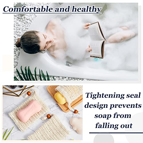 Cunhill 40 Pack Soap Saver Bag Exfoliating Soap Pouch with Drawstring Bar Wooden Bead Foaming and Drying Exfoliating Net for Bath and Shower (4.7x7.1 Inch) - size: 4.7x7.1 Inch