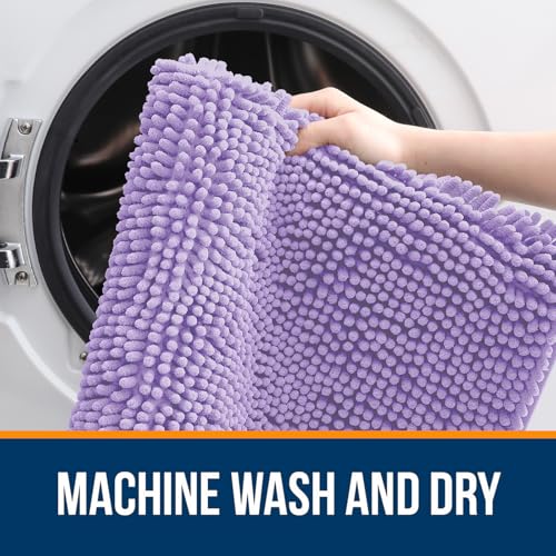 OLANLY Toilet Rugs U-Shaped 20x20, Extra Soft Absorbent Chenille Contour Bathroom Rugs for Toilet, Dry Quickly, Machine Washable, Non-Slip Bath Mat, Lavender - color: Lavender, size: 20" X 20" Contour Rug