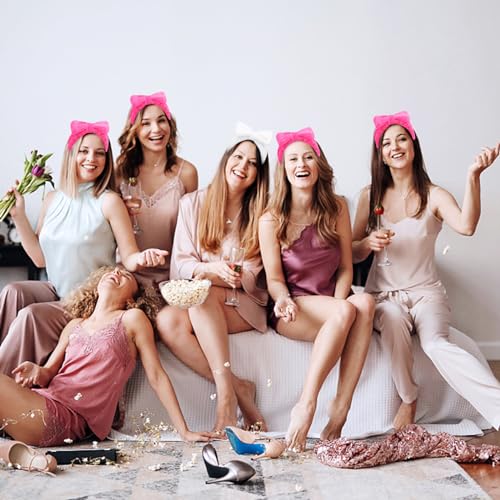 Semato Bachelorette Party Favor Set - Bride & Bridesmaid Spa Headbands (1 Bride + 7 Hot Pink) - color: 1 bride+ 7 hot pink