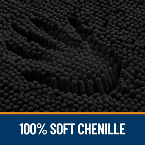 OLANLY Toilet Rugs U-Shaped 20x20, Extra Soft Absorbent Chenille Contour Bathroom Rugs for Toilet, Dry Quickly, Machine Washable, Non-Slip Bath Mat, Black - color: Black, size: 20" X 20" Contour Rug