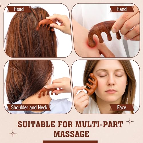 LemonRoad 12 Pack Wooden Scalp Massager Natural Sandalwood Wide Tooth Combs Wooden Head Scalp Massage Combs Bulk for Hair Growth Hair Care(Classic) - style: Classic
