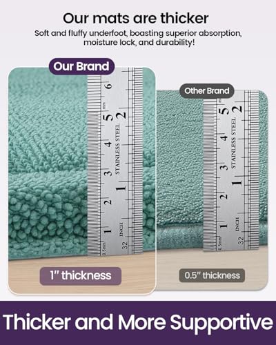 DEXI Memory Foam Bath Mat 36x24, Soft Absorbent Chenille Bathroom Rug, Non Slip Quick Dry Bath Mats for Bathroom, Thick Plush Floor Carpet for Tub Shower, Sink, Teal - color: Teal, size: 36" X 24" (Rectangular)