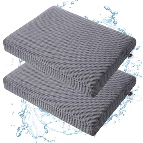 Leinuosen 2 Pcs Shower Seat Cushion with Non Slip Silicone Bottom 4d Mesh Pad Waterproof Shower Chair Cushion Bathtub Pad Bath Pillow Seat Mat Washable Fast Drying for Elderly Disabled(Gray)