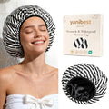 Yanibest Shower Cap for Women - Frizz Free Satin Lined Shower Cap Waterproof Large Double Layer Reusable with Soft Elastic Band for Braids Long Hair - color: Zebra