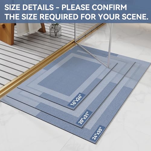 YDKGL Non Slip Bath Mat, Rubber Backing Ultra Thin Bathroom Rugs Fit Under Door Quick Dry Super Absorbent Washable Bath Rug Shower Mat for Bathroom Floor Bathtub Shower Sink, Easy Care Blue 20"x 32" - color: A- Blue, size: 20” x 32“