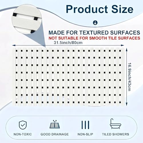 AceOrbit Weighted Non Slip Bath Mat for Textured tub, Heavy Duty Anti Slip Bath Mat for Bathtub and Shower Surfaces, Without Suction Cups for Textured, Reglazed, Refinished Tub(White,32 x 17 Inch) - color: White, size: 32 x 17 inches