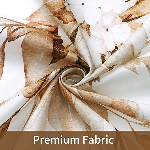 MitoVilla 4 Pcs Brown Plant Leaves Bathroom Sets with Shower Curtain and Rugs, Rustic Floral Shower Curtain Sets with Rugs for Bathroom Decor, Bathroom Decor Curtain Sets with Mats and Accessories - color: Brown