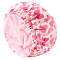 Aileam Pink Bow Shower Cap for Women, Terry Lined Bath Cap Large Reusable Waterproof Shower Hair Cap for Long Thick Hair - color: Hearts & Bows