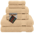 American Bath Towels 100% Cotton 6 Piece Turkish Towel Set, Ultra Soft Absorbent Bathroom Towels, 2 Bath Towel 2 Hand Towels 2 Washcloths, Beige - color: Beige, size: 6 Piece Towel Set XL