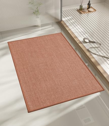chakme Bathroom Rugs Mat 24x17, Ultra Thin Non Slip Bath Mat Small Quick Dry Absorbent Bath Mat for Bathroom Floor, (Dark Pink, 24"x17") - color: Dark Pink, size: 1'5" x 2' (Rectangular)