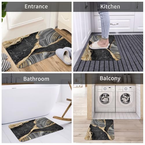 Bath Mat Luxury Black Gold Marble Quick Dry Bathroom Rugs Non Slip Absorbent Shower Flannel Rug Floor Mat for Bathroom,Bathtub,Sink,Bedroom,16"X24" - color: Cay11