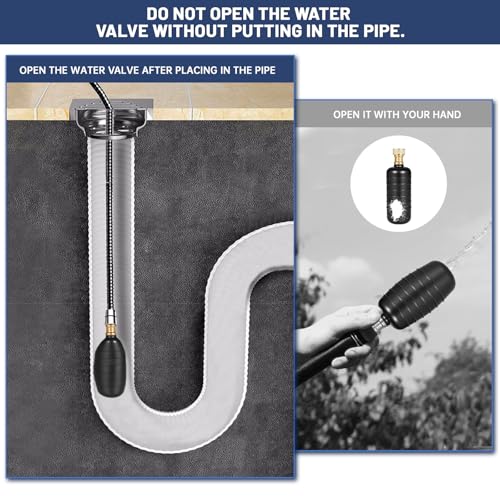 Drain Bladder Kit, Drain Cleaning Bladder With Water Stop Valve Faucet Adapter And 16 3/8ft Garden Hose, Drain Blockage Unclog Kit For Bathroom Drains Kitchen Sinks, Fit 4 To 6 IN Drain Pipes