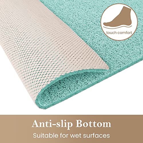Shower Mat Bathtub Mat Non-Slip,24x16 inch, Soft Tub Mat with Drain,PVC Loofah Bath Mat (Phthalate Free) for Tub and Bathroom,Quick Drying,Green - color: Green, size: 24" x 16" (Rectangular)
