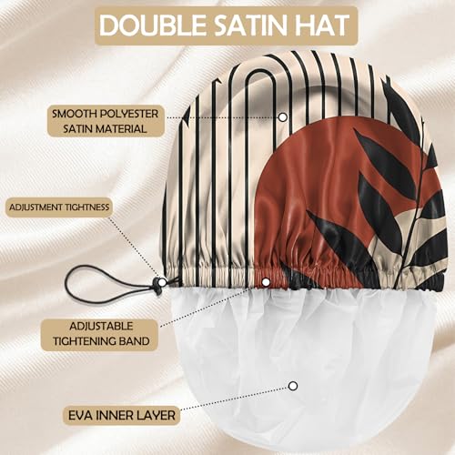 2 PCS Shower Cap Adjustable Reusable Double Waterproof Layer Elastic Hair Bath Cap Cute Aesthetic for Women Girls-Leaf - color: I6-Leaf