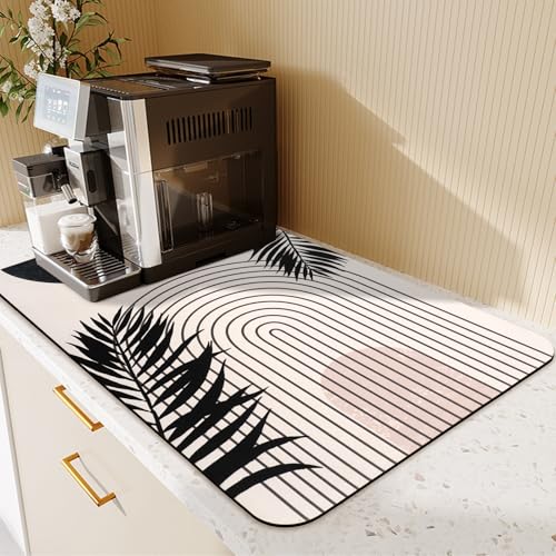 19.5" x 12" Dish Drying Mat & 24" x 5.5" Sink Splash Guard, Super Absorbent Drainer Rack Mat for Kitchen Counter Coffee Bar - color: 02Black, size: 19.5"*12"+24"*5.5"