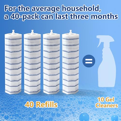 40 Toilet Wand Refills for Clorox Toilet Wand, Disposable Toilet Brush Head with Rich Foaming, Extra Thick Triple-layer Refills, Strong Cleaning & Scrubbing Power, Won't Fall Off or Fall Apart - size: 1 Count (Pack of 40)