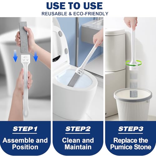 Navona 10 Pack Pumice Stone Toilet Bowl Cleaner with 2 Extra Long Handle,Pumice Stone Scouring Sticks for Toilets, Bathrooms, Kitchens, Spas and Pools