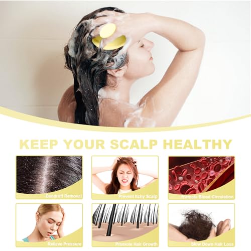 Meartchy Silicone Scalp Massager, Scalp Scrubber for Hair Growth with Soft Bristles, Scalp Exfoliator Brush Dandruff Removal Shampoo Brush for Wet Dry Scalp Care (Light Yellow) - color: Light Yellow