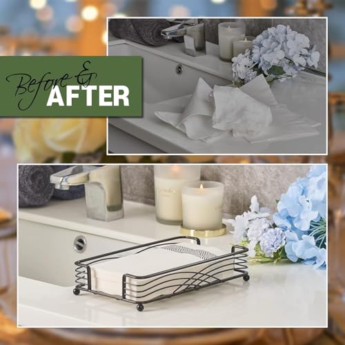 Guest Hand Towel Holder for Bathroom,Black Rectangle Napkin Tray | Guest Bathroom, Powder Room & Vanity Use - color: C - Black Napkin Holder for Bathroom, size: Guest Towel Holder