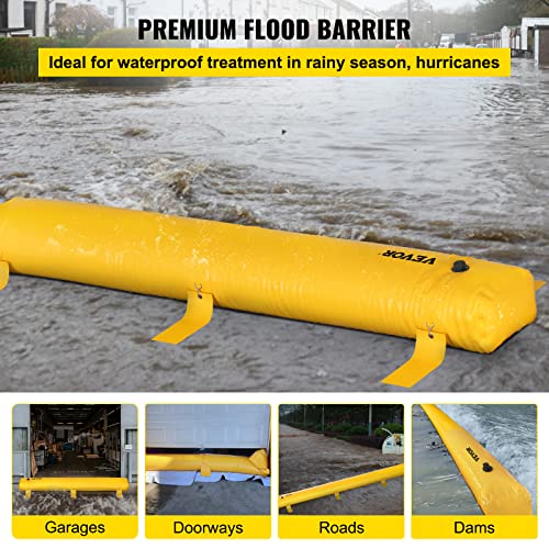 Flood Barrier for Home, 24 ft Length x 12 in Height Sandbag Alternative, Water Barrier for Flooding, Reusable PVC Water Diversion Tubes, Flood Prevention Barriers for Door, Garages - style: 24ft(l) *12(h)
