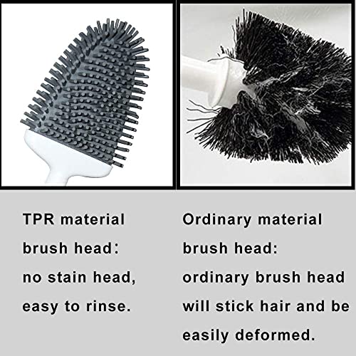 Sellemer Toilet Brush and Holder Set for Bathroom, Flexible Toilet Bowl Brush Head with Silicone Bristles, Compact Size for Storage and Organization, Ventilation Slots Base (2 Pack, Silver) - color: Silver-2pcs