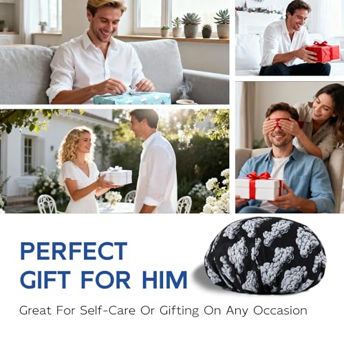 Years calm Shower Cap for Men, Waterproof & Heat-Retaining Hair Treatment Cap – Reusable Men’s Shower Cap with Foil Lining, Elastic Band, for Steam Care, Hair Mask & Oil Conditioning - color: Black