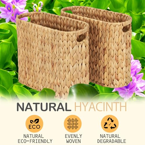 Toilet Paper Storage for 9 Rolls, Water Hyacinth Wicker Toilet Paper Storage Holder, Toilet Paper Basket with Built-in Handles - size: for 9 Rolls