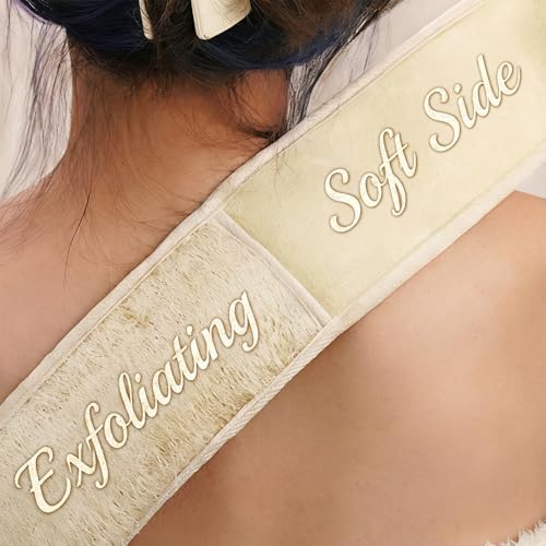 Natural Loofah Back Scrubber for Shower for Men and Women, Exfoliating Loofah Sponge with Soap Saver (1Back+1Pad+1Bag) - size: 2 Count (Pack of 1)