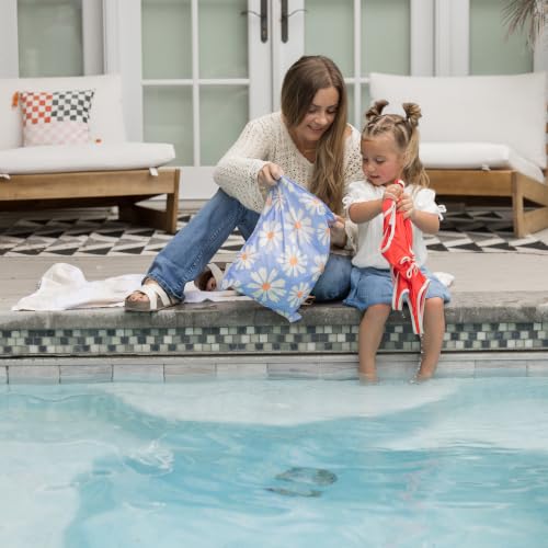 Tiny Twinkle Mess Proof Wet Bags | 2-Pack Reusable Waterproof Wet Bags for Swimsuits | Baby Clothes | Travel & Diaper Bag (Daisies,Playful) - color: Daisies,Playful, size: 2 Pack