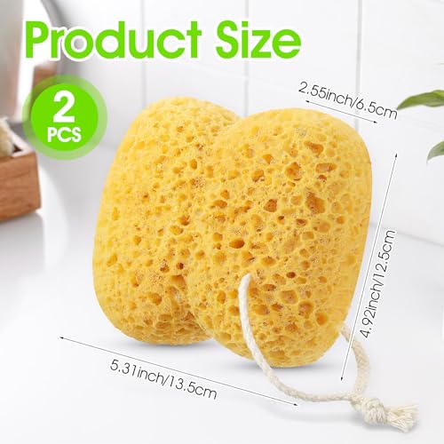 2Pcs Bath Sponge, 5.3 inch Curvy Exfoliating Foam Loofah, Large Shower Pouf Face Puff for Women, Men, Teenager Body Cleansing Supplies Sensitive Dry Skin - style: Classic