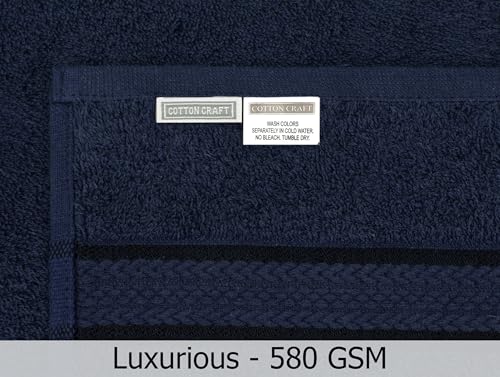 COTTON CRAFT Ultra Soft Hand Towels - 6 Pack - 16x28-100% Cotton Face Towels - Absorbent Quick Dry Everyday Luxury Hotel Bathroom Kitchen Spa Gym Shower Pool Camp Picnic - 580 GSM - Navy - color: Navy Blue, size: 6 Pack Hand Towels