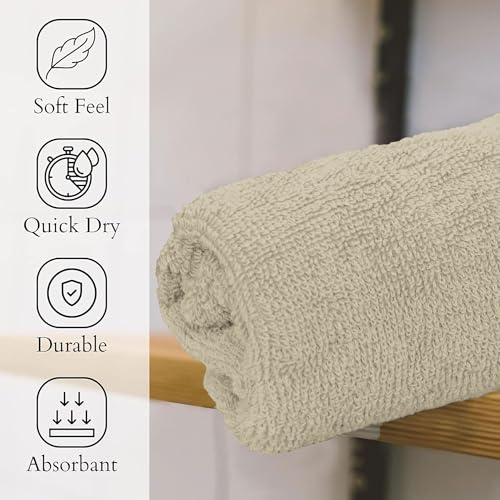 GOLD TEXTILES Premium Hand Towels for Bathroom -100% Ring Spun Cotton (Sand,4 Pack, 16x30 Inches) Luxury Soft Absorbent & Quick Dry, Bathroom Hand Towel Perfect for Hotel, Salon, Gym & Spa - color: Sand, size: 4 Pack 16x30