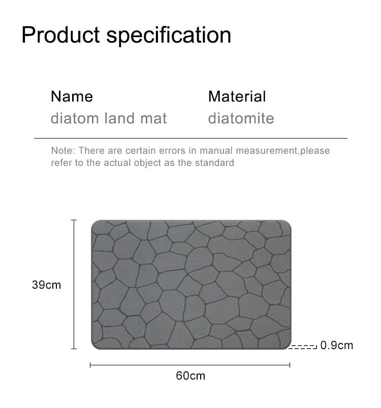 Xirus Stone Bath Mat – Diatomaceous Earth Bathroom Mat – Quick Dry Bath Mat – Highly Absorbent Diatomite Stone Bath Mat – Non-Slip Bath Mat for Bathroom, Shower, Kitchen Counter, Pet Areas,