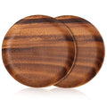 Ayiaren 12 Inch Best Acacia Wooden Dinner Plates Set of 2, Round Wood Serving Tray Wooden Plates for Eating Salad Fruit Food Dishe Platter Charcuterie Boards Charger Plate Cheese Serving Board - size: 12 Inch
