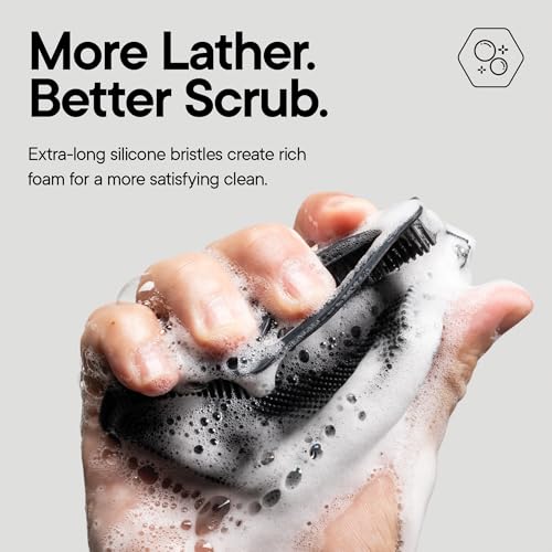 TOOLETRIES Silicone Body Scrubber 2.0, Loofah Alternative - Charcoal | Gentle exfoliating shower scrubber that's quick drying, hygienic and longer lasting than traditional loofahs. - color: Charcoal