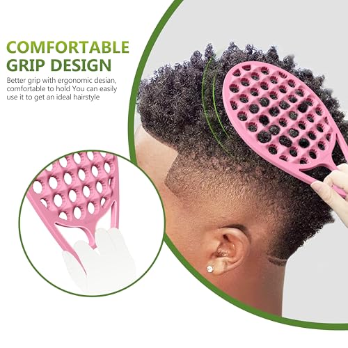 KOUPA Silicone Afro Twist Brush with Pick Comb - Easy Clean Dual-Sided Design with Textured Holes for Defined Afro Curls, Suitable for Coily Hair Men & Women, Pink - color: Pink