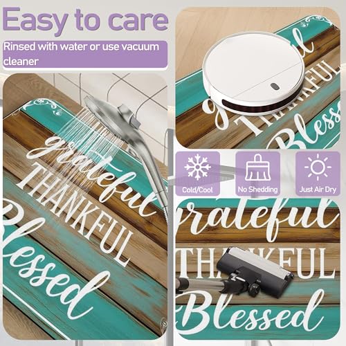 Blessed Bathroom Rugs, Fast-Absorbing Bath Mat, Quick-Dry Non-Slip Thin Rug for Bathroom Floor Kitchen 17"x30" - color: Blessed
