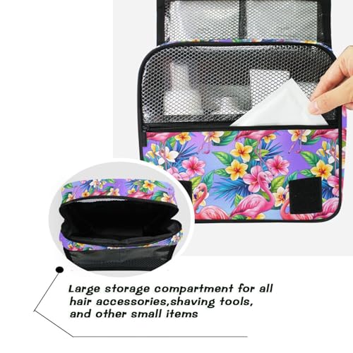 MNSRUU Hanging Toiletry Bag Pink Flamingo Tropical Bird Flower Makeup Bag Portable Travel bag for Toiletries Organizer Bags for Women Men, Travel-Essentials Bag - color: Flamingo 07