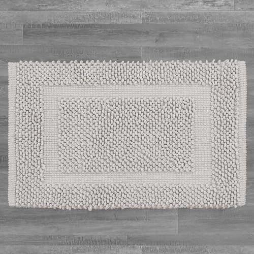 Jean Pierre New York 100% Chenille Cotton Skid Resistant Plush Bath Mat - 20"x32" Bathroom Rug - Soft Gray - color: Soft Gray, size: 1'8" x 2'8" (Rectangular)