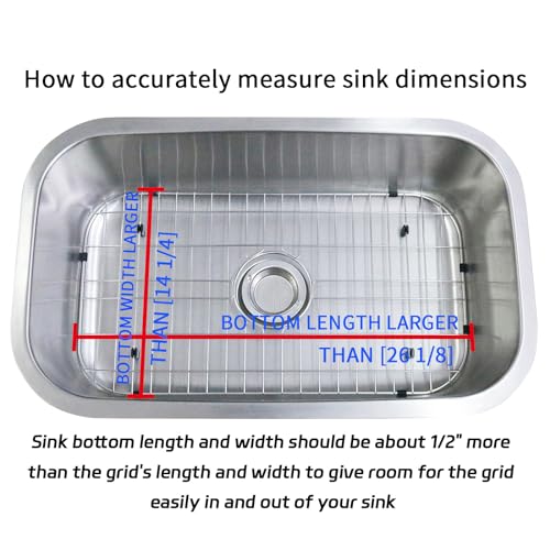 Kitchen Sink Grid 26-1/8"x14-1/4 - Heavy Duty Kitchen Sink Protector with Built-in Strainer & Center Drain, Non-Slip Rubber Feet & Scratch Resistant Bottom Guard - size: 26.12 in x 14.25 in, style: Center Drain