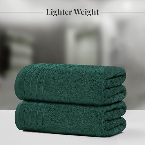 Tens Towels Pack of 4 Extra Large Bath Towels 30 x 60 Inches, 100% Cotton, Larger & Lighter Weight, Quicker to Dry, Super Soft and Absorbent, Perfect for Bathroom, Hunter Green - color: Hunter Green