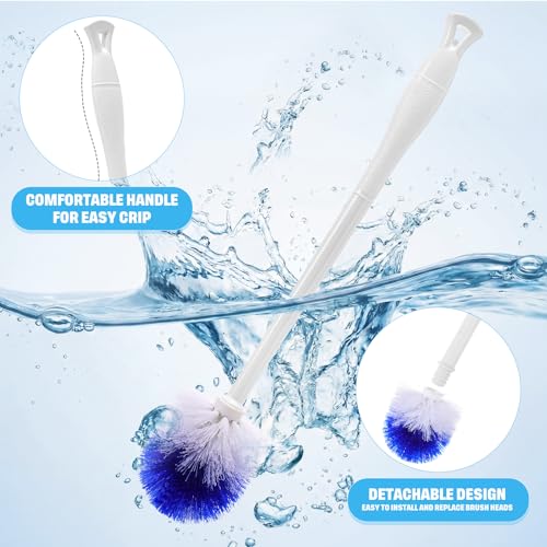 Reallnaive 24 Pcs 18 Inch Toilet Brush Toilet Bowl Cleaner Brush Bathroom Long Plastic Handled Cleaning Scrubber with Hook Hole for Household Bathroom Cleaning Supplies (Round Handle) - style: Round Handle