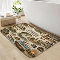Fishing Bath Rug, Rustic Cabin Fish Retro Hunting Camping Lodge Non Slip Floor Soft Velvet Mat Carpets for Bedroom Kitchen Bathtub Bathroom Toilet 17x29 Inch - color: Tan